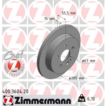 Jeu de 2 disques de frein arrière ZIMMERMANN