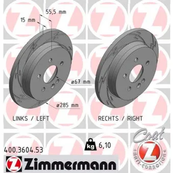 Jeu de 2 disques de frein arrière ZIMMERMANN 400.3604.53