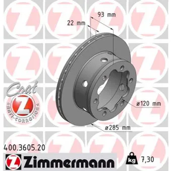 Jeu de 2 disques de frein arrière ZIMMERMANN 400.3605.20