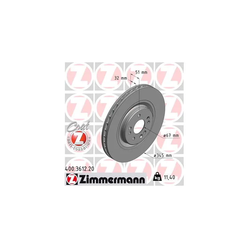 Jeu de 2 disques de frein avant ZIMMERMANN 400.3612.20