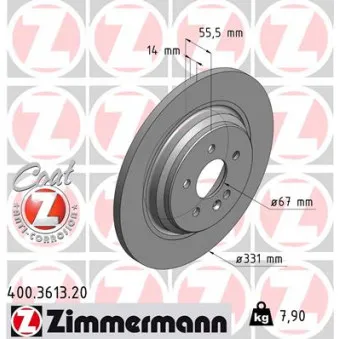 Jeu de 2 disques de frein arrière ZIMMERMANN