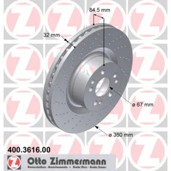 Jeu de 2 disques de frein avant ZIMMERMANN 400.3616.00
