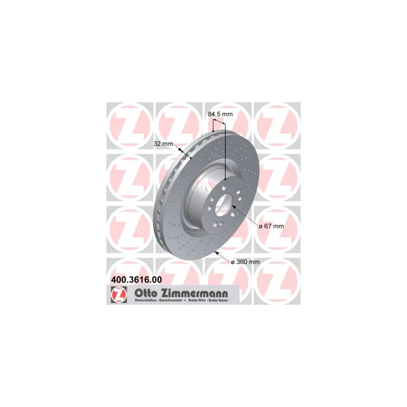 Jeu de 2 disques de frein avant ZIMMERMANN 400.3616.00
