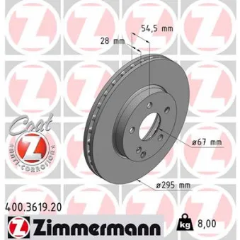 Jeu de 2 disques de frein avant ZIMMERMANN 400.3619.20