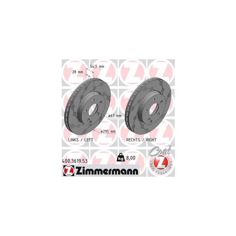 Jeu de 2 disques de frein avant ZIMMERMANN 400.3619.53