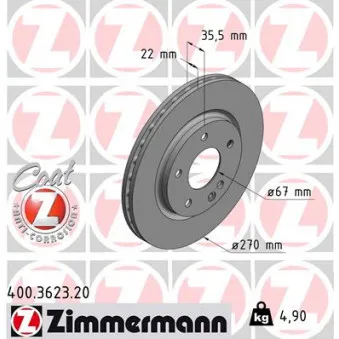 Jeu de 2 disques de frein avant ZIMMERMANN 400.3623.20