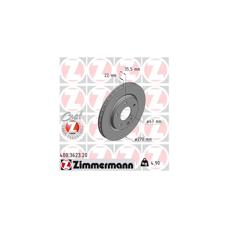 Jeu de 2 disques de frein avant ZIMMERMANN 400.3623.20