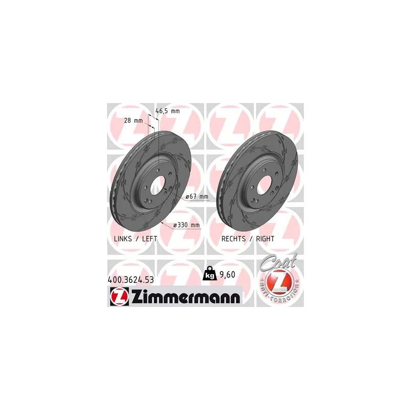 Jeu de 2 disques de frein avant ZIMMERMANN 400.3624.53