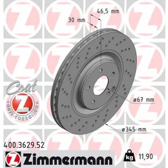 Jeu de 2 disques de frein avant ZIMMERMANN 400.3629.52