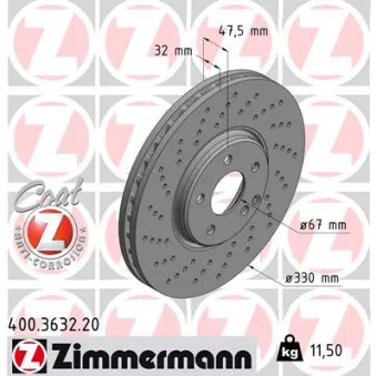 Jeu de 2 disques de frein avant ZIMMERMANN