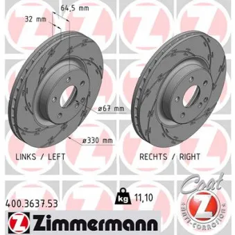 Jeu de 2 disques de frein avant ZIMMERMANN 400.3637.53