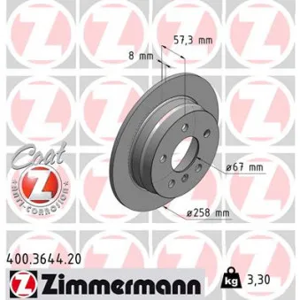 Jeu de 2 disques de frein arrière ZIMMERMANN