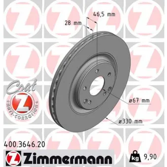 Jeu de 2 disques de frein avant ZIMMERMANN 400.3646.20