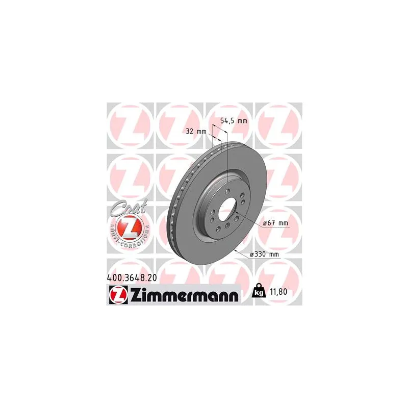 Jeu de 2 disques de frein avant ZIMMERMANN 400.3648.20