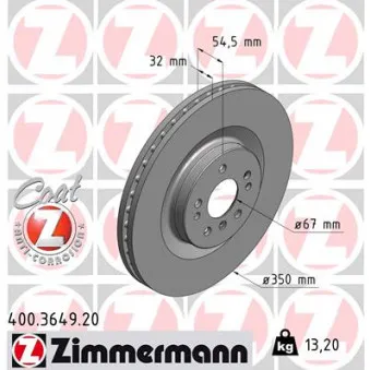 Jeu de 2 disques de frein avant ZIMMERMANN 400.3649.20