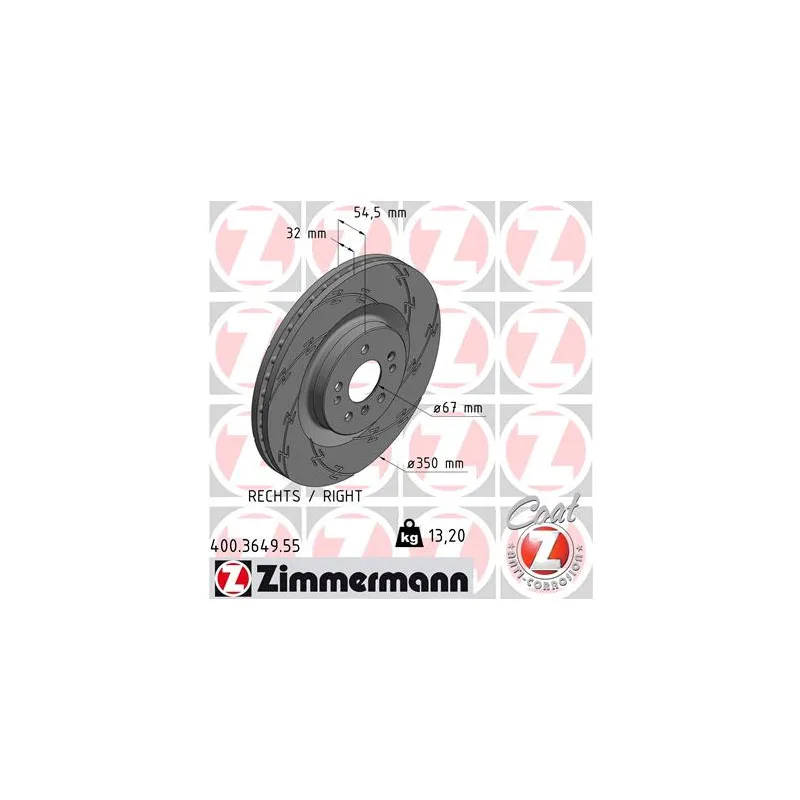 Disque de frein avant droit ZIMMERMANN 400.3649.55