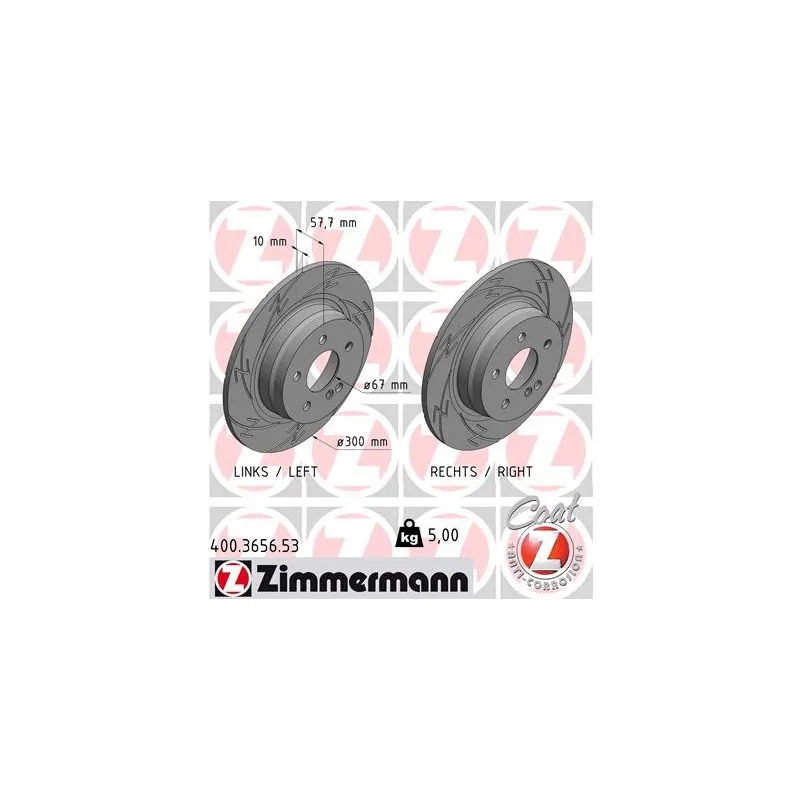 Jeu de 2 disques de frein arrière ZIMMERMANN 400.3656.53