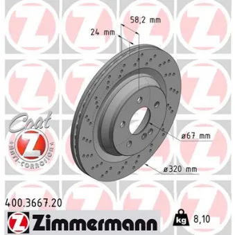 Jeu de 2 disques de frein arrière ZIMMERMANN 400.3667.20