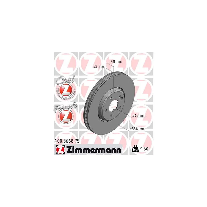 Disque de frein avant gauche ZIMMERMANN 400.3668.75
