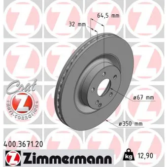 Jeu de 2 disques de frein avant ZIMMERMANN 400.3671.20