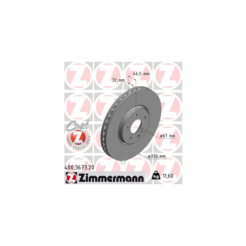 Jeu de 2 disques de frein avant ZIMMERMANN 400.3673.20