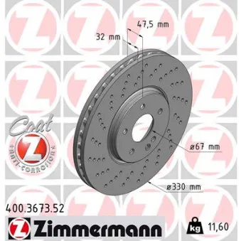 Jeu de 2 disques de frein avant ZIMMERMANN 400.3673.52