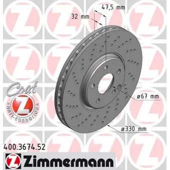 Jeu de 2 disques de frein avant ZIMMERMANN 400.3674.52