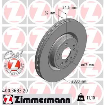 Jeu de 2 disques de frein avant ZIMMERMANN 400.3683.20