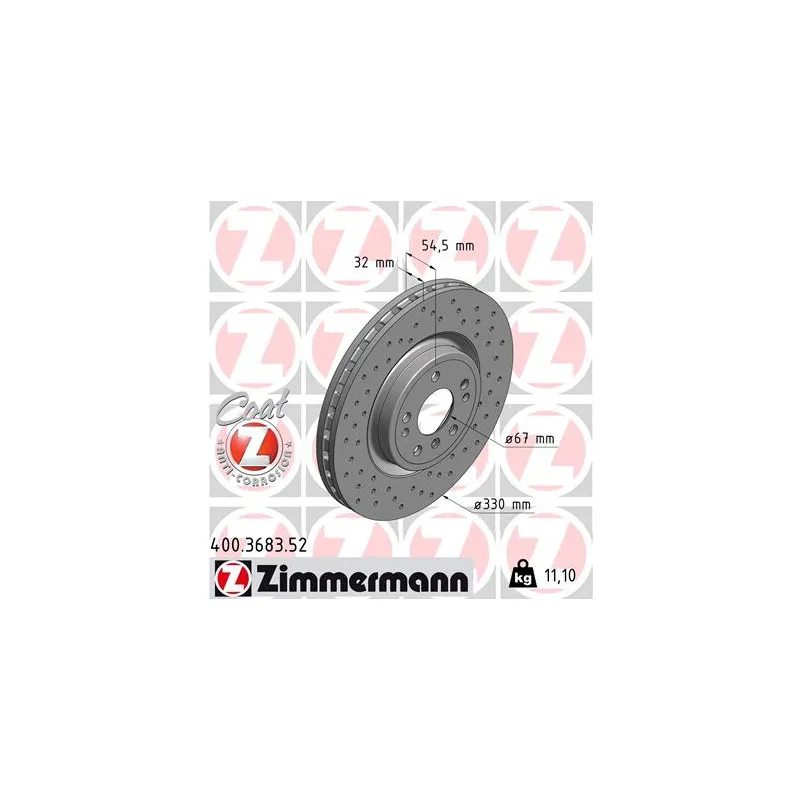 Jeu de 2 disques de frein avant ZIMMERMANN 400.3683.52