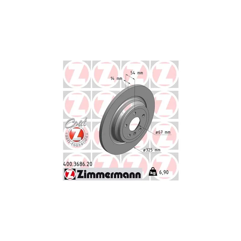 Jeu de 2 disques de frein arrière ZIMMERMANN 400.3686.20