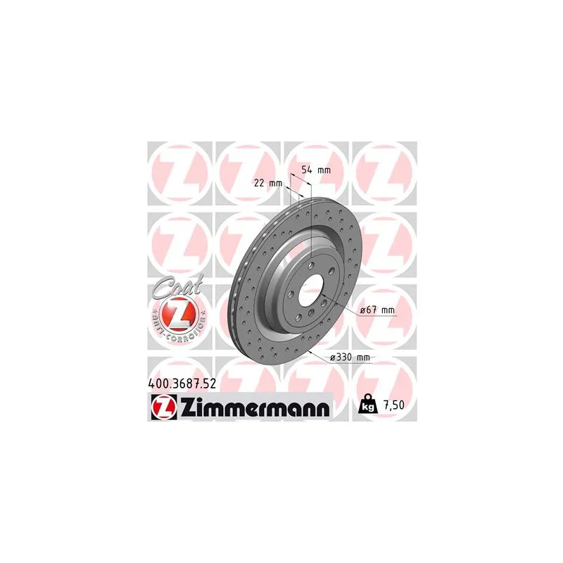 Jeu de 2 disques de frein arrière ZIMMERMANN 400.3687.52