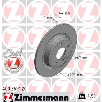 Jeu de 2 disques de frein arrière ZIMMERMANN 400.3691.20