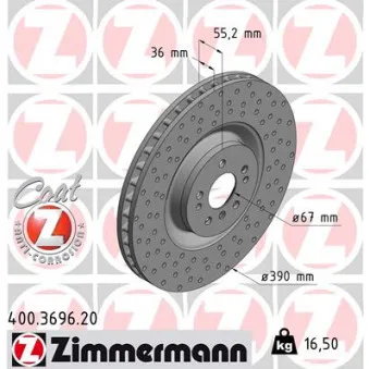 Jeu de 2 disques de frein avant ZIMMERMANN 400.3696.20