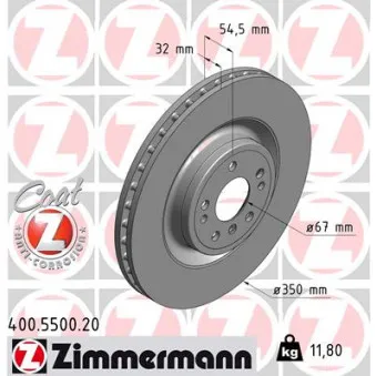Jeu de 2 disques de frein avant ZIMMERMANN 400.5500.20