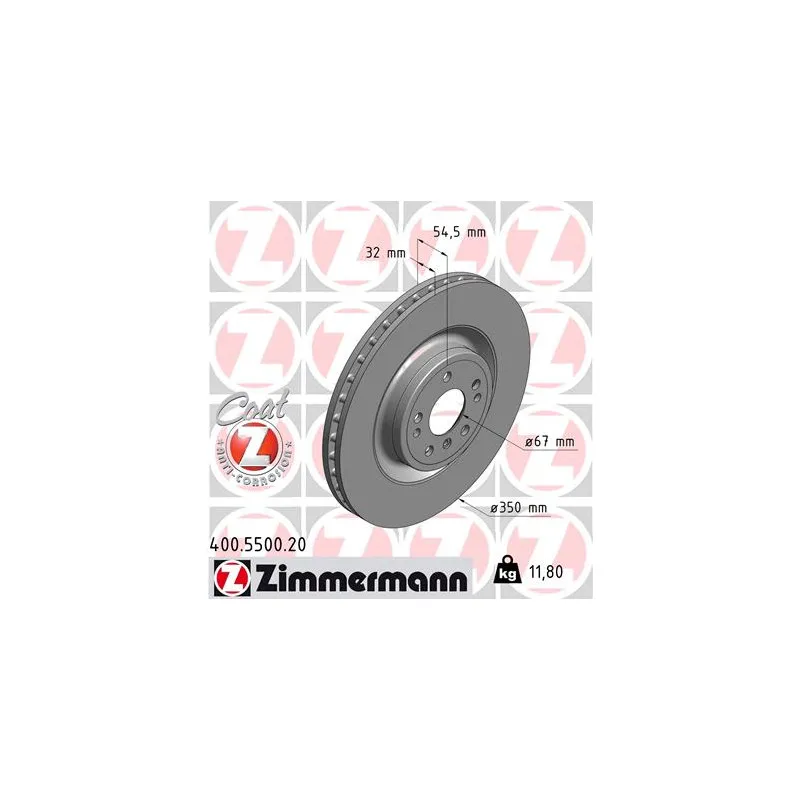 Jeu de 2 disques de frein avant ZIMMERMANN 400.5500.20