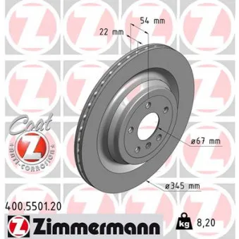 Jeu de 2 disques de frein arrière ZIMMERMANN 400.5501.20