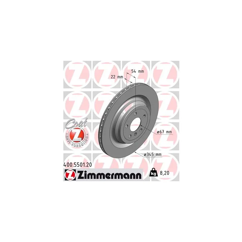 Jeu de 2 disques de frein arrière ZIMMERMANN 400.5501.20
