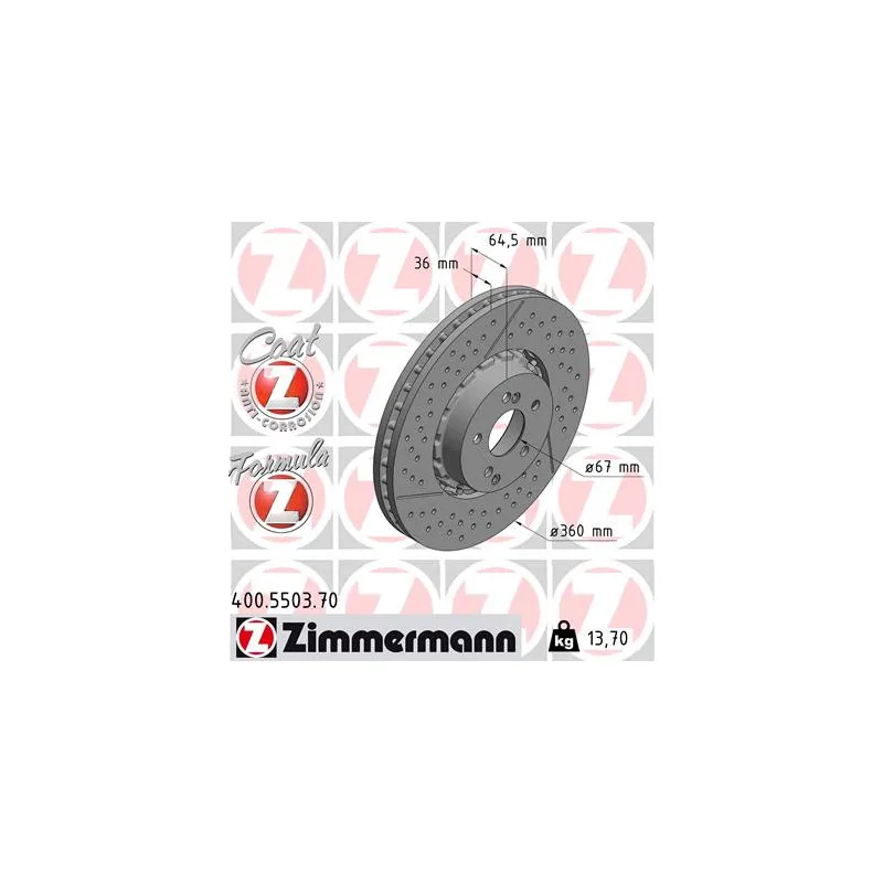 Jeu de 2 disques de frein avant ZIMMERMANN 400.5503.70