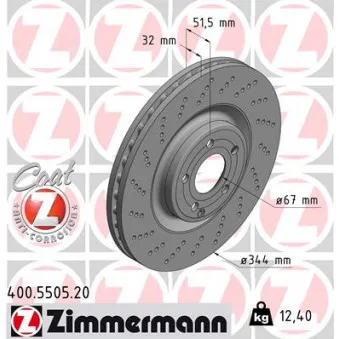 Jeu de 2 disques de frein avant ZIMMERMANN 400.5505.20