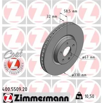 Jeu de 2 disques de frein avant ZIMMERMANN 400.5509.20
