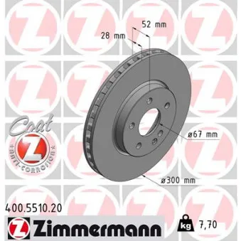 Jeu de 2 disques de frein avant ZIMMERMANN 400.5510.20