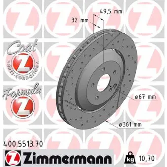 Jeu de 2 disques de frein avant ZIMMERMANN 400.5513.70