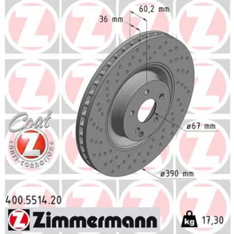 Jeu de 2 disques de frein avant ZIMMERMANN 400.5514.20