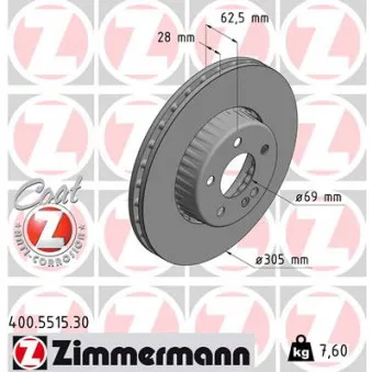 Jeu de 2 disques de frein avant ZIMMERMANN 400.5515.30
