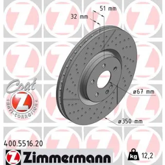 Jeu de 2 disques de frein avant ZIMMERMANN 400.5516.20