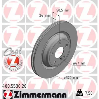 Jeu de 2 disques de frein arrière ZIMMERMANN 400.5530.20