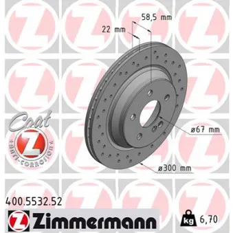 Jeu de 2 disques de frein arrière ZIMMERMANN