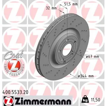 Jeu de 2 disques de frein avant ZIMMERMANN 400.5533.20