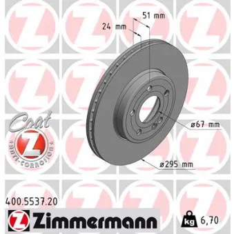 Jeu de 2 disques de frein avant ZIMMERMANN 400.5537.20