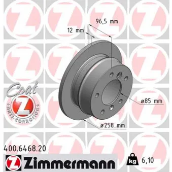 Jeu de 2 disques de frein arrière ZIMMERMANN 400.6468.20